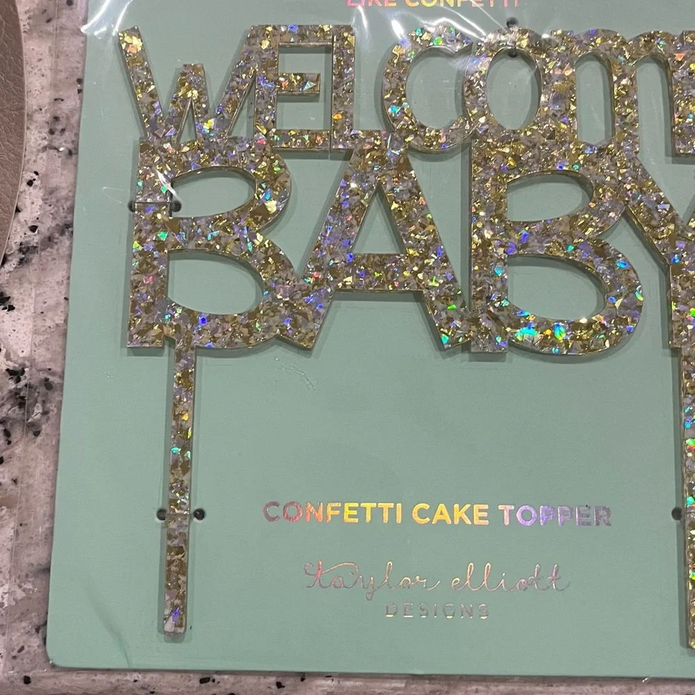 Gold Confetti Cake Topper